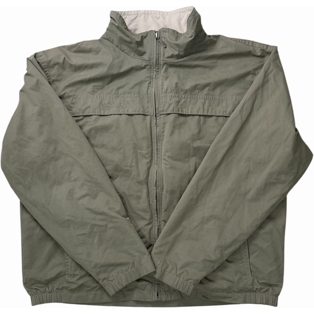 Columbia Sportswear Windbreaker Jacket Y2K XL Olive‎ Green Lightweight Full Zip